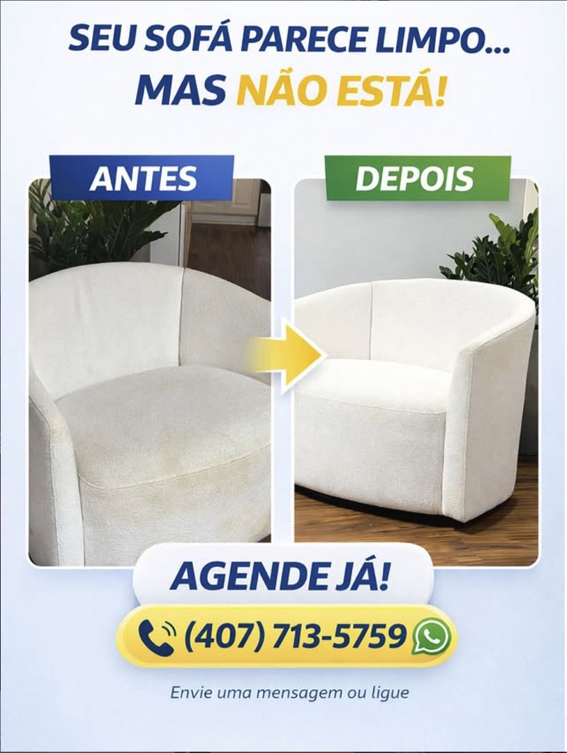 Antes e depois — limpeza profunda de poltrona